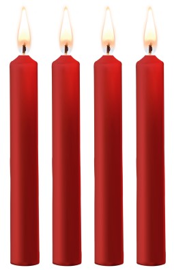 imports 4 bougies SM rouges - Ouch! Ce lot de 4 mini bougies Sm est idéal pour augmenter l'intensité de la soumission.Elles mesu
