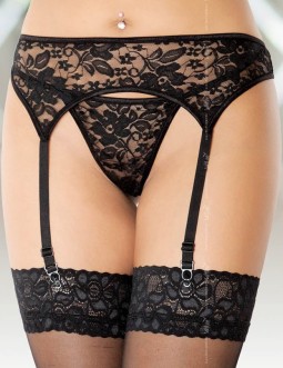 Arretelles and Jarretières Garter belt and string matching with floral motifs Size guide: Size Hanches S-M 58-69 86-97 M-L 64-74