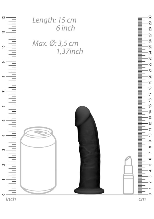 Realistic gods Realrock silicone dildo 14.5 x 3.7 cm This silicone dildo from the Realrock brand is a black sex toy designed wit