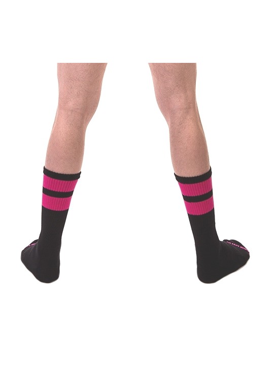 imports Chaussettes Gym Socks Noir-Rose fluo Ces chaussettes de la marque Barcode Berlin font partie de la gamme GYM SOCKS.Elles