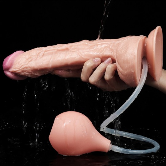 Godes ejaculators Gode Suspension with Testicles that ejaculates - 28 cm This ejaculator dildo of the brand Lovetoy is a sex toy