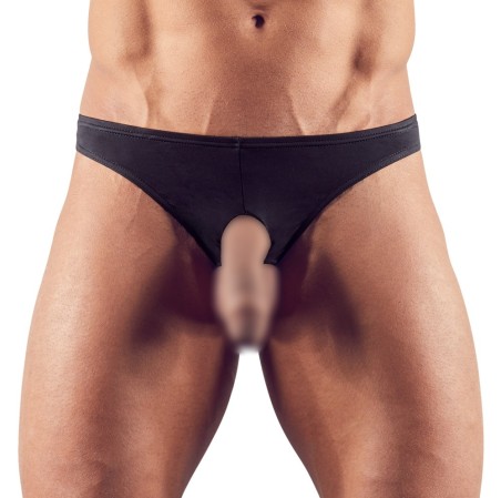 Strings et Culottes String Ouvert Deux anneaux en tissu pour passer le pénis et les testicules. Composition : 80% polyamide, 20%