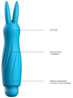 imports Rabbit Sofia 13cm Turquoise Caractéristiques : Matière silicone Niveau sonore 60dB Fonctionnement avec 1 pile AAA (non f