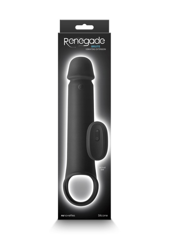 Penis extension Vibrating penis sheath Renegade Brute 18 x 4.5cm Black Instructions for use: Clean after each use Use a water-ba