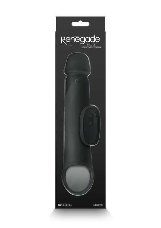 Penis extension Vibrating penis sheath Renegade Brute 18 x 4.5cm Black Instructions for use: Clean after each use Use a water-ba