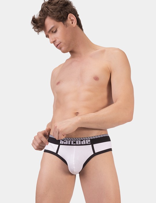 imports SOLGER Brief - White Fabric ribbed finish and comfortable.Contrast in black. Composition : 98% Cotton, 2% Elastane 46,21