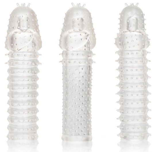 Penis extension Kit of 3 Ribbed Extend 14 x 4cm Precautions for use: Clean after use Preferably use a water-based lubricant Stor