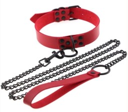 imports Collier-Laisse Punk Rouge Ce collier-laisse rouge est un accessoire de la gamme Punk. Il se compose du collier de 2.5cm 