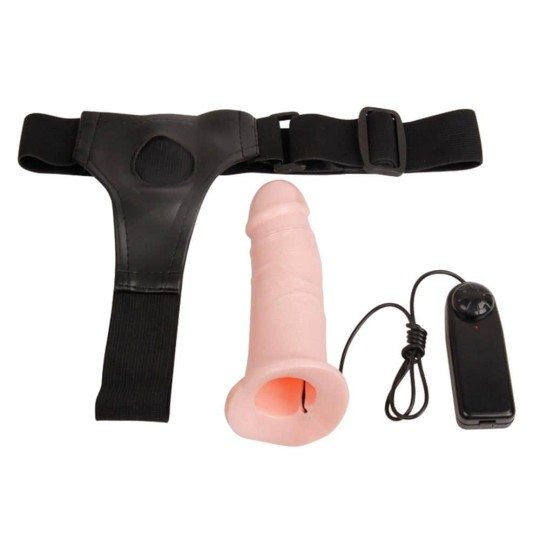 Godes Belts Realistic vibrating hollow belt - 17.5 cm This sex toy is a vibrating and hollow belt dildo to give pleasure. It is 
