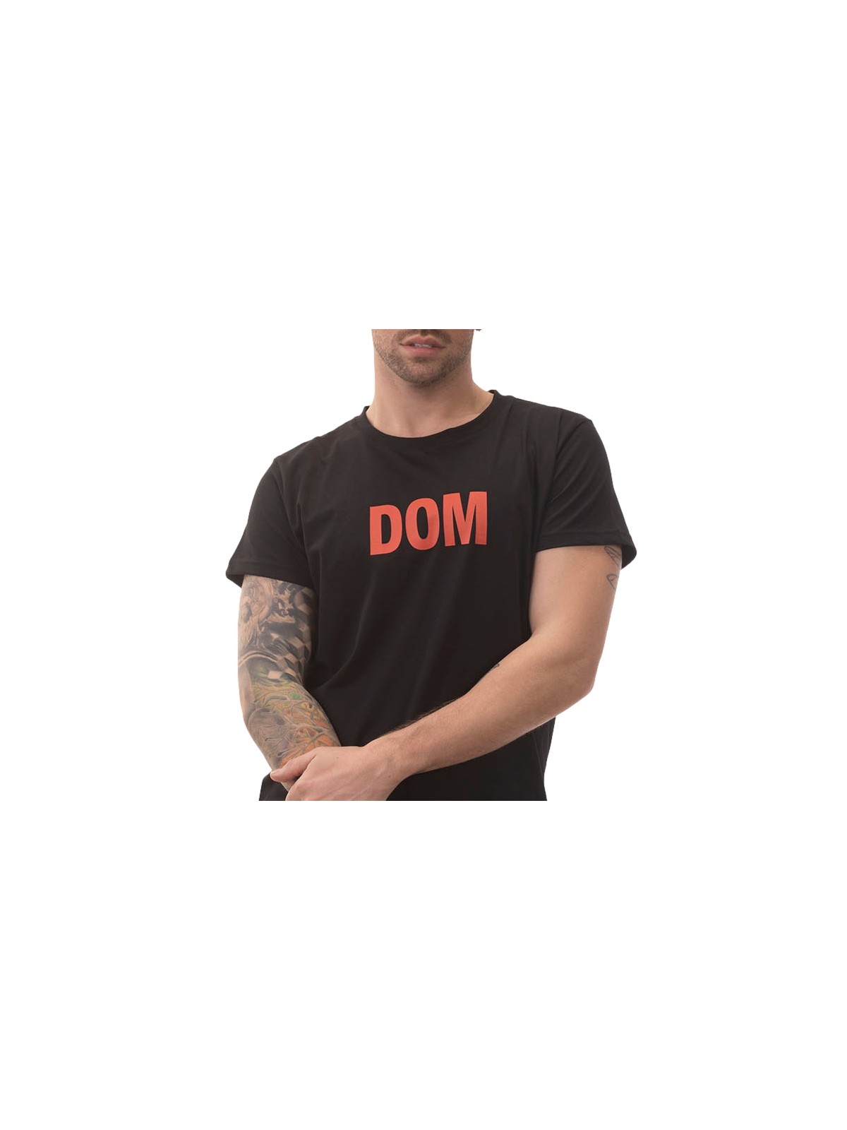 imports T-shirt Dom Barcode Berlin T-shirt noir avec le mot DOM en rouge.Col rond et manches courtes. Composition : 100% Coton 6