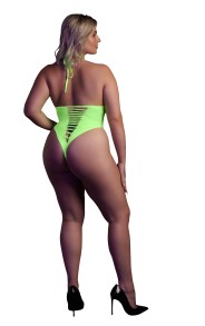 Body and Harness Body shank open to the crotch with bare back Green Fluo Material that reacts to UV light. Composition : 92% Pol