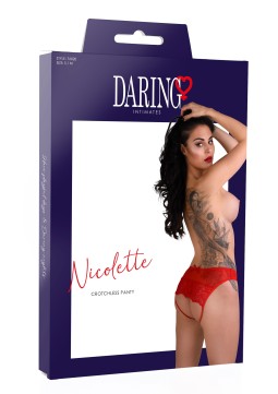 Thongs and thighs Open door Rear Nicolette Red Red cap open to the back.Sleep and lace. Composition : 90% Polyamide, 10% Elastan