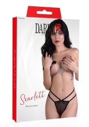 imports Bikini Brésilien Scarlett Noir Bikini noir avec un tissu fin et de fines lignes. Composition : 90% Polyamide, 10% Élasth
